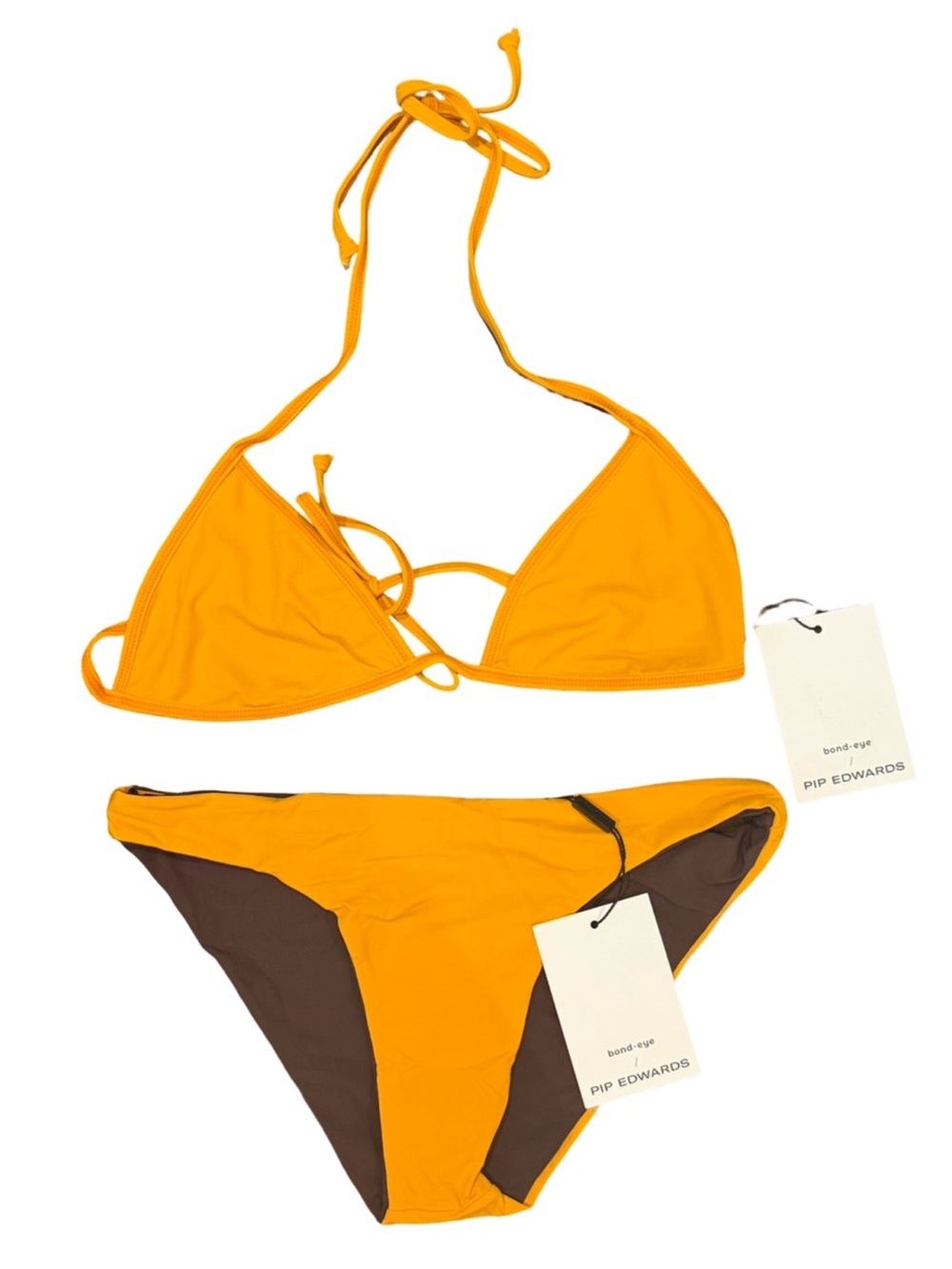 NWT Bond-Eye x Pip Edwards Reversible Bikini Marigold Espresso